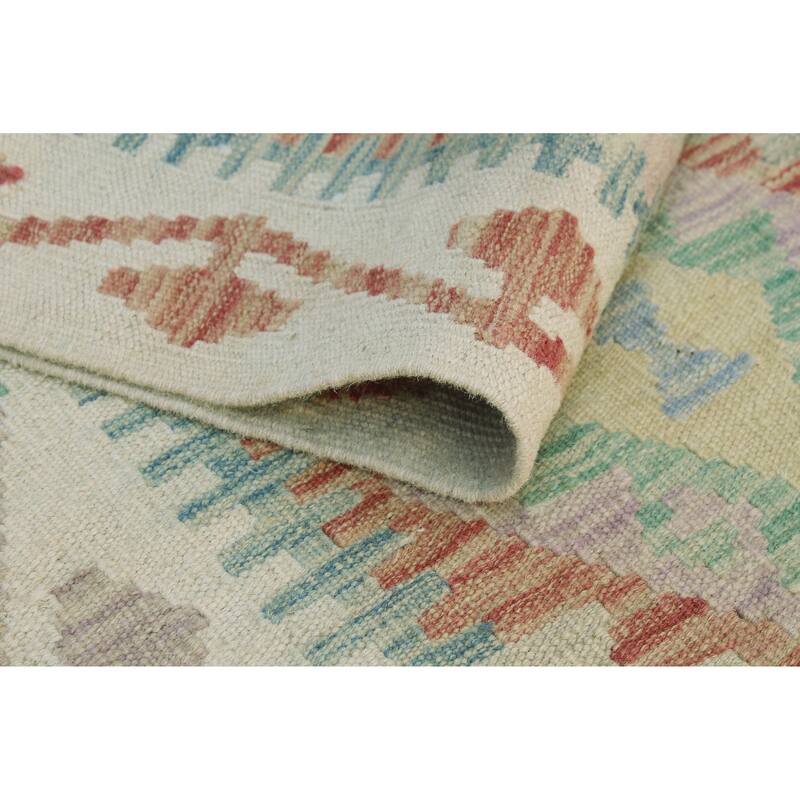 Sun Faded Flatweave Nudara Red/Ivory Runner - 2'11" x 9'11"