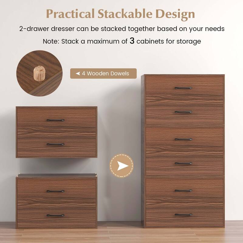 Costway 2-Drawer Stackable Organizer Horizontal Storage Cabinet