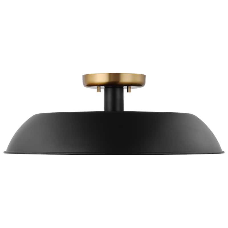 Colony 1 Light Medium Semi-Flush Mount Fixture Matte Black with Burnished Brass