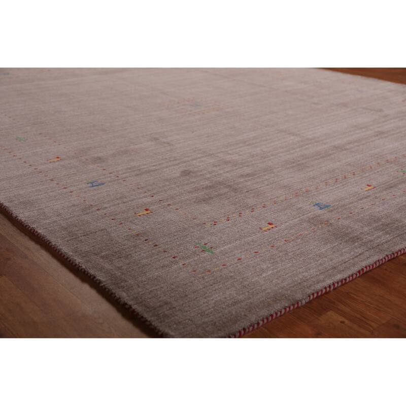 Hand Knotted Oriental 100% Wool Carpet Tribal Animal Pictorial Brown Gabbeh Area Rug - 9' 9'' X 8' 0''