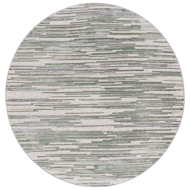 SAFAVIEH Orchard Limor Contemporary Striped Rug - 6'7" Round - 6'7" Round - Grey/Green