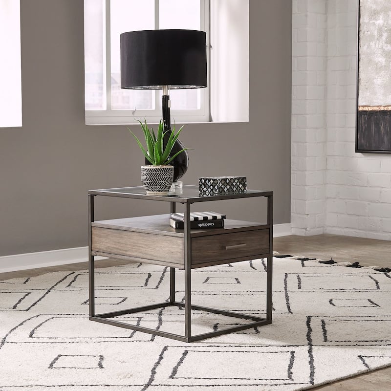Jamestown Tobacco End Table - Glass