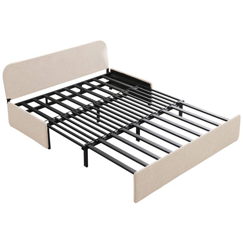 Mixoy Linen 2-in-1 Convertible Sofa Bed,Twin/Queen Pull Out Sleeper Sofa with Mattress,Cushions