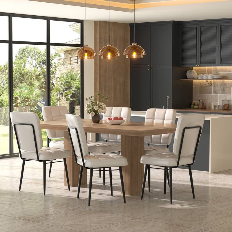Modern Dining Chairs Set of 2/4/6/8, Upholstered Kitchen Chairs with Thick Cushion for Dining Room - Set of 6 - Elegant White