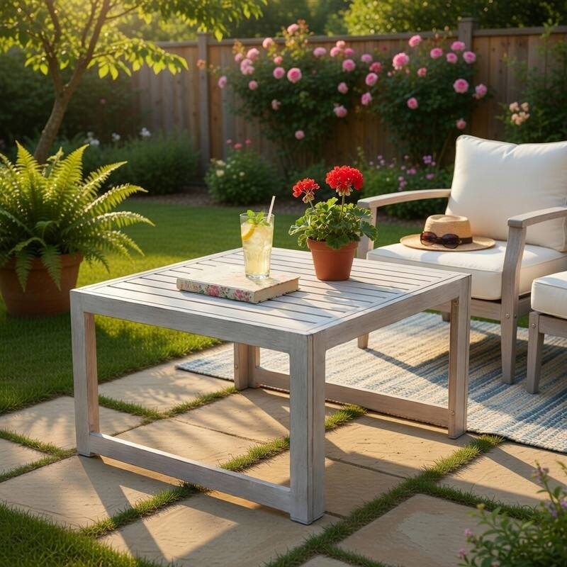 Chelsea All-Weather Aluminum Frame Patio Side Table Rust Resistant for Home and Garden