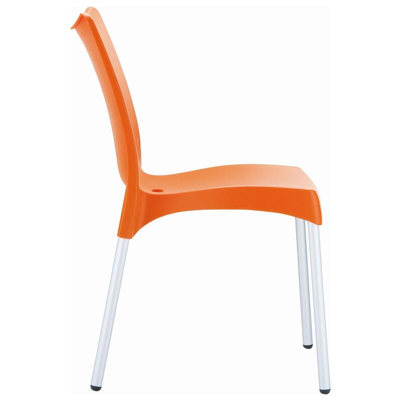 33.25" Orange and White Stackable Outdoor Patio Dining Chair