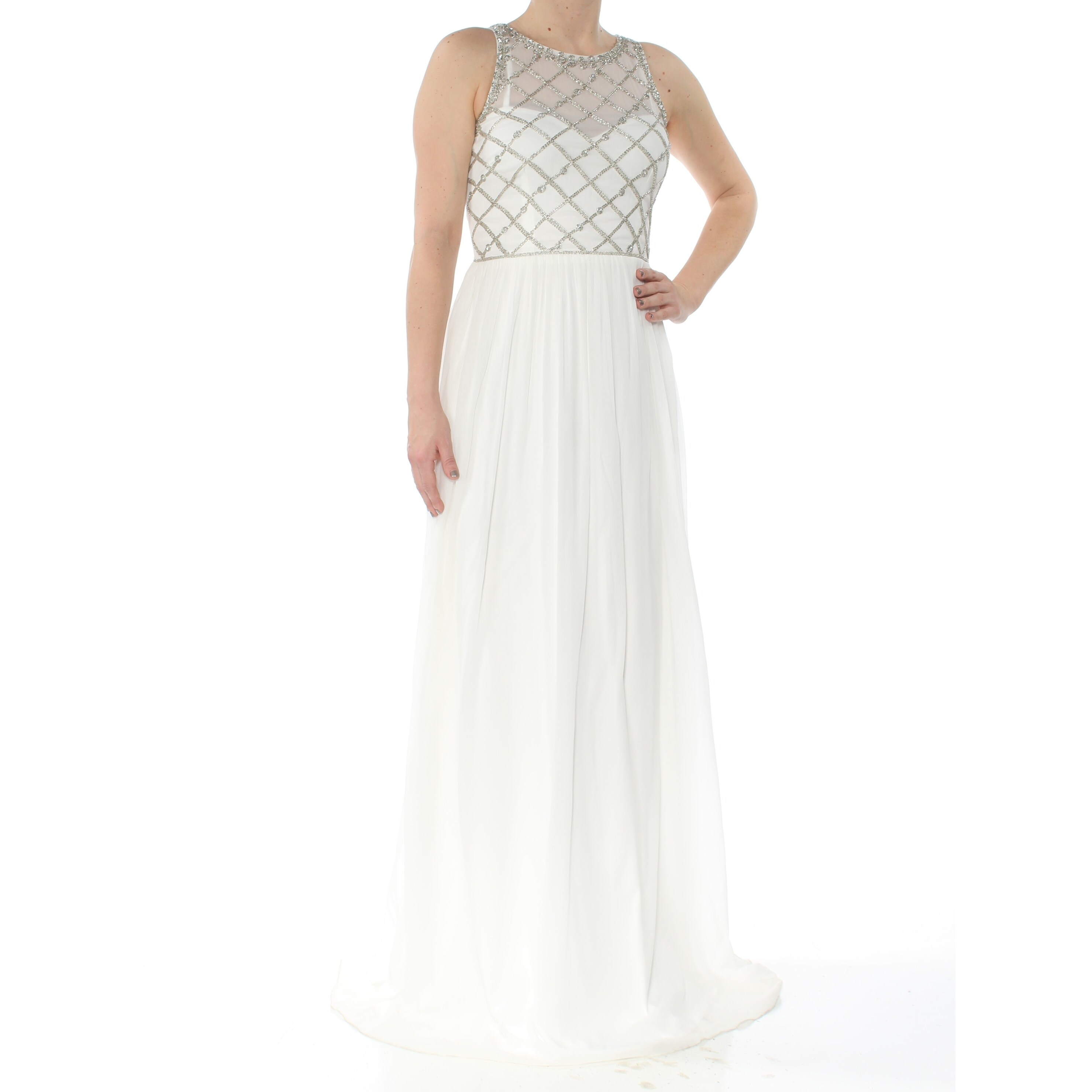 adrianna papell a line beaded gown