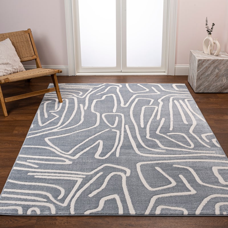 JONATHAN Y Thea Modern Scandinavian Graphic Lines High-Low Area Rug
