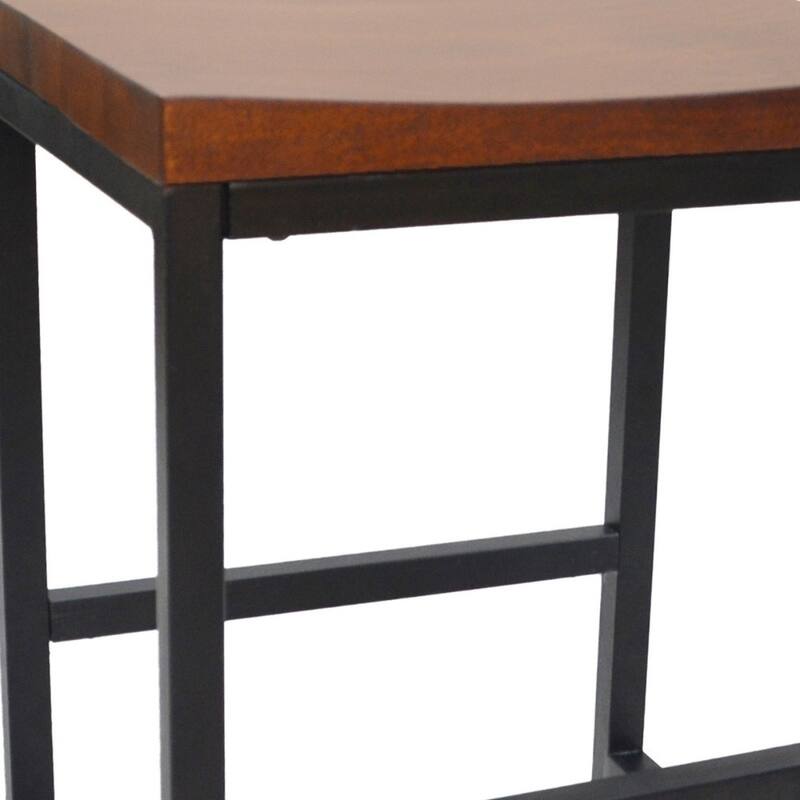 Contemporary Chestnut Swivel Solid Wood Saddle Seat Bar Stool with Footrest and Black Steel Frame