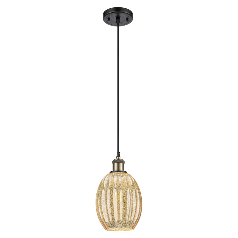Innovations Lighting Endless Possibilities Ballston - Preston - 1 Light 6" Bulb Shade Cord Hung Mini Pendant - Mercury/Black Antique Brass