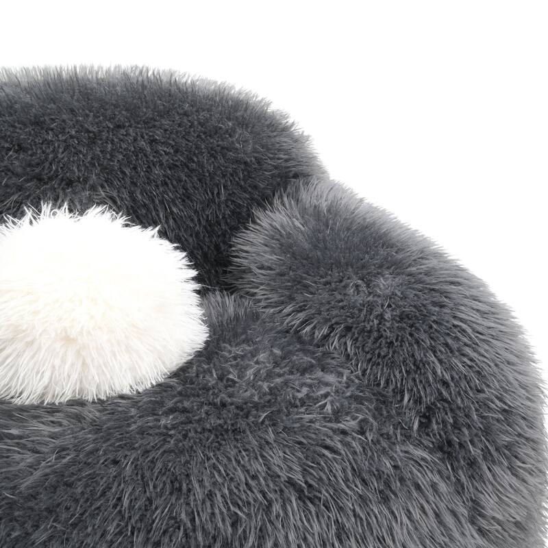 Furniture of America Cynra Modern 45-inch Faux Fur Swivel Arm Chair with Ball Pillow