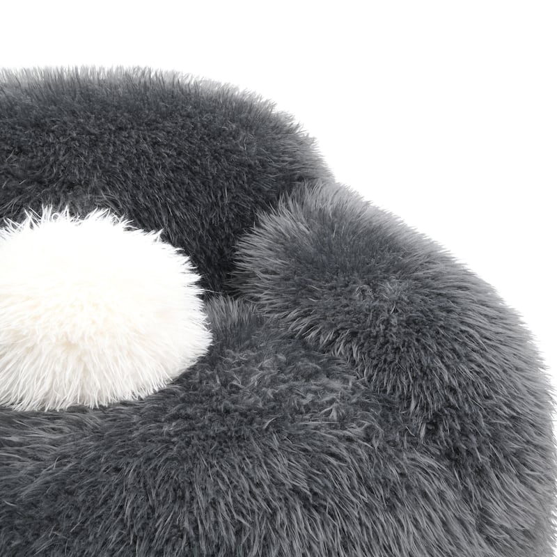 Furniture of America Cynra Modern 66-inch Faux Fur Loveseat with Ball Pillow