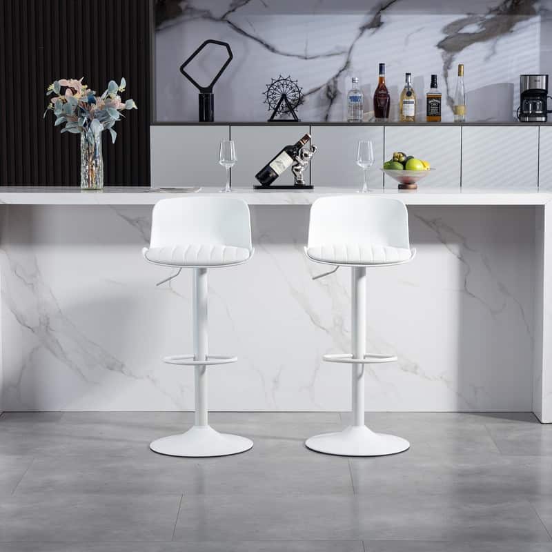 Adjustable Swivel Bar Stools Set of 2 - Modern Counter Height Kitchen Island Chairs with Back Support