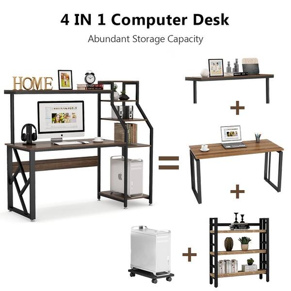 Shop Computer Desk With 4 Tier Storage Shelves Study Desk
