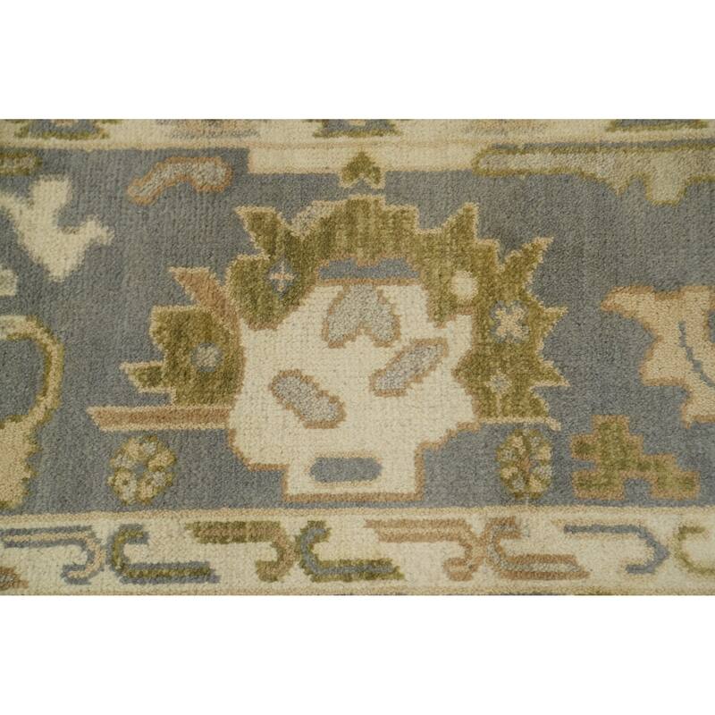 All-Over Gray Floral Oushak Indian Area Rug 9x12 - 12' 1'' X 8' 8''