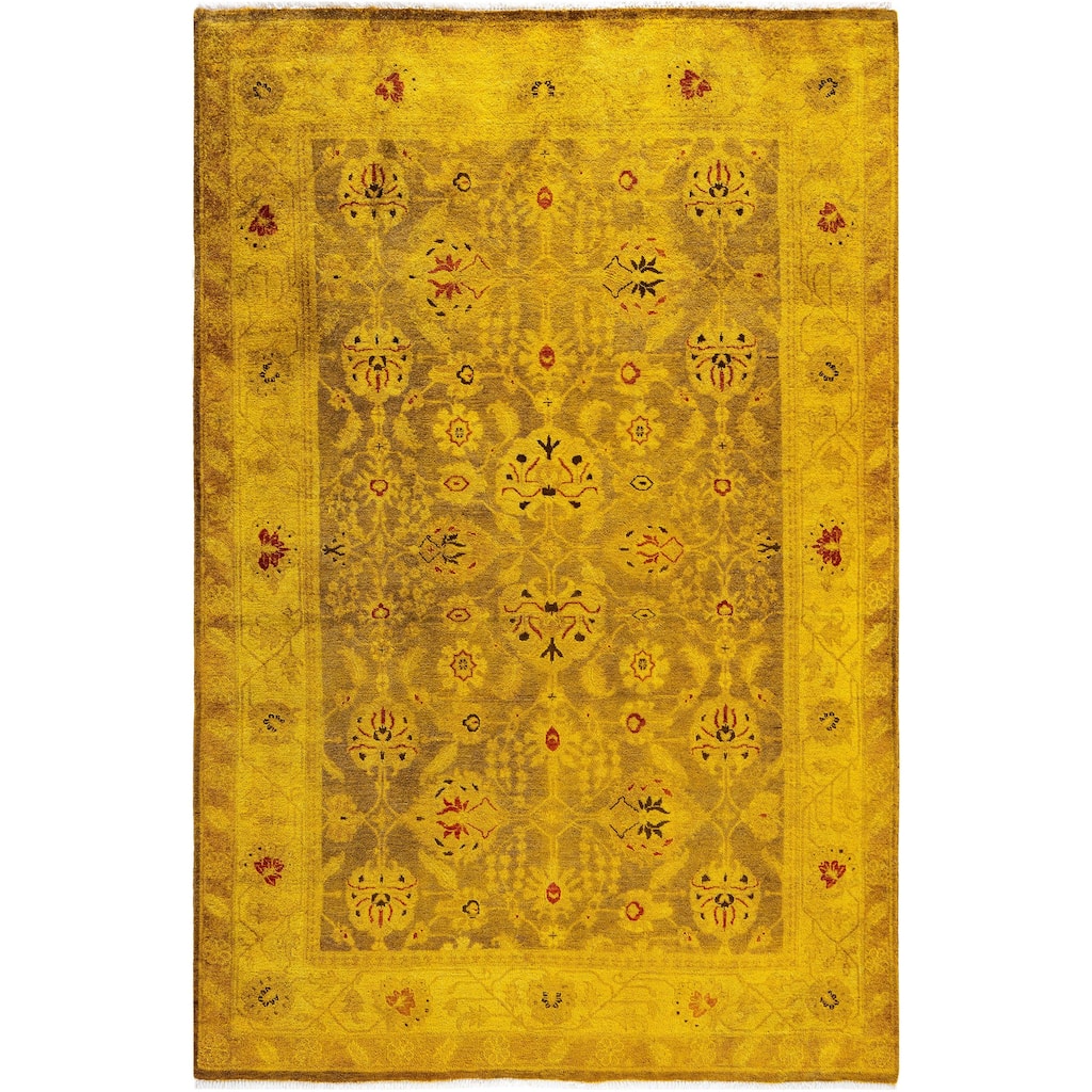 Overdyed One-of-a-Kind Hand-Knotted Area Rug - Gold - 4' 2" x 6' 2"