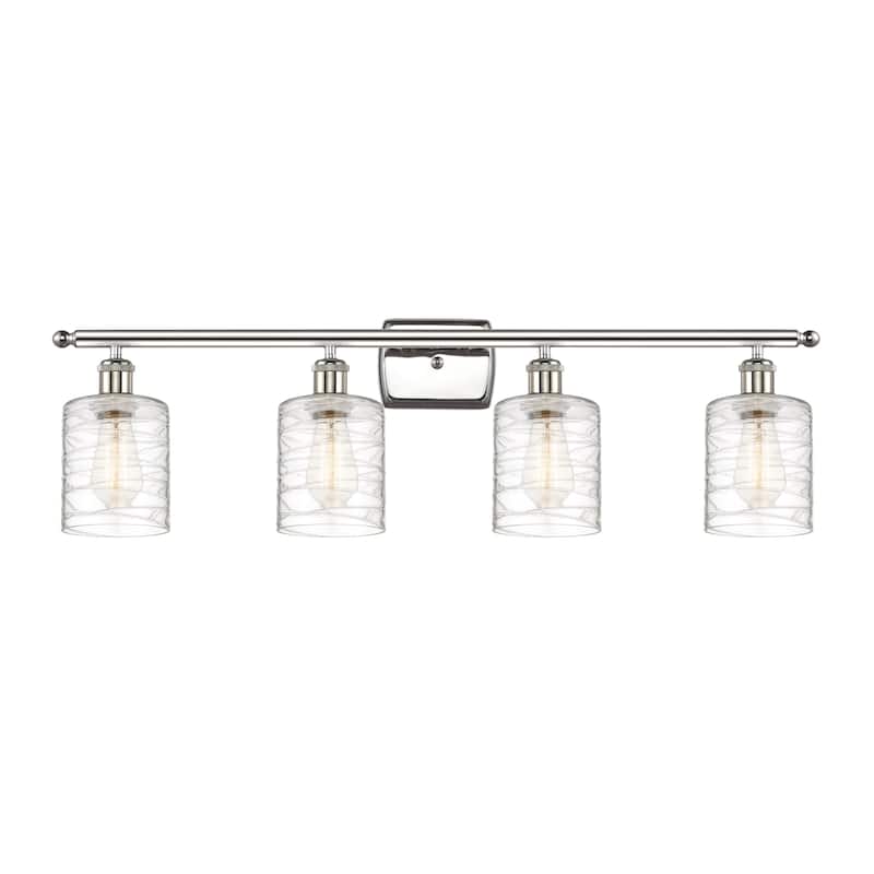 Innovations Lighting Ballston Cobbleskill - 4 Light 36" Bath Vanity Light - Deco Swirl/Polished Nickel Finish