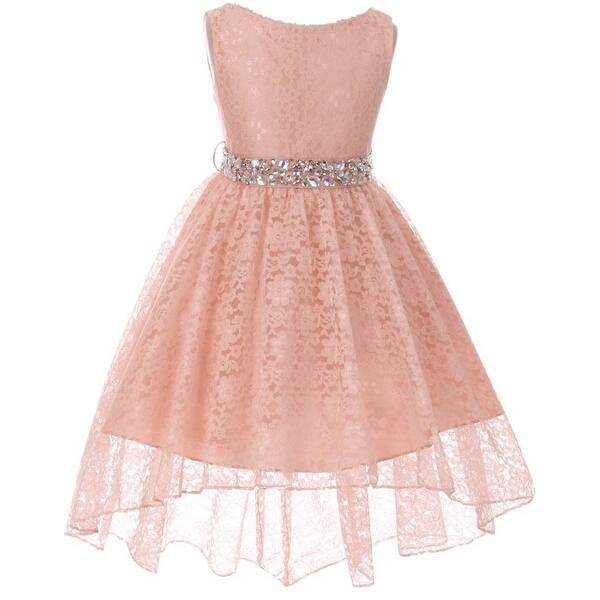 Shop Flower Girl Dress Hi Low Style Lace Allover Blush Mbk 360