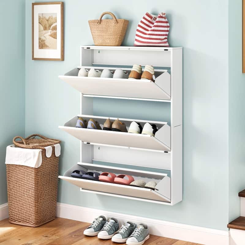 Moasis 3 Flip Drawers Steel Shoe Storage Cabinet Wall mount