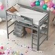 preview thumbnail 2 of 30, Wood Twin Size Loft Bed with Desk,Blackboard,Storage Box,Open Shelf and 3 Drawers for Kids or Teens