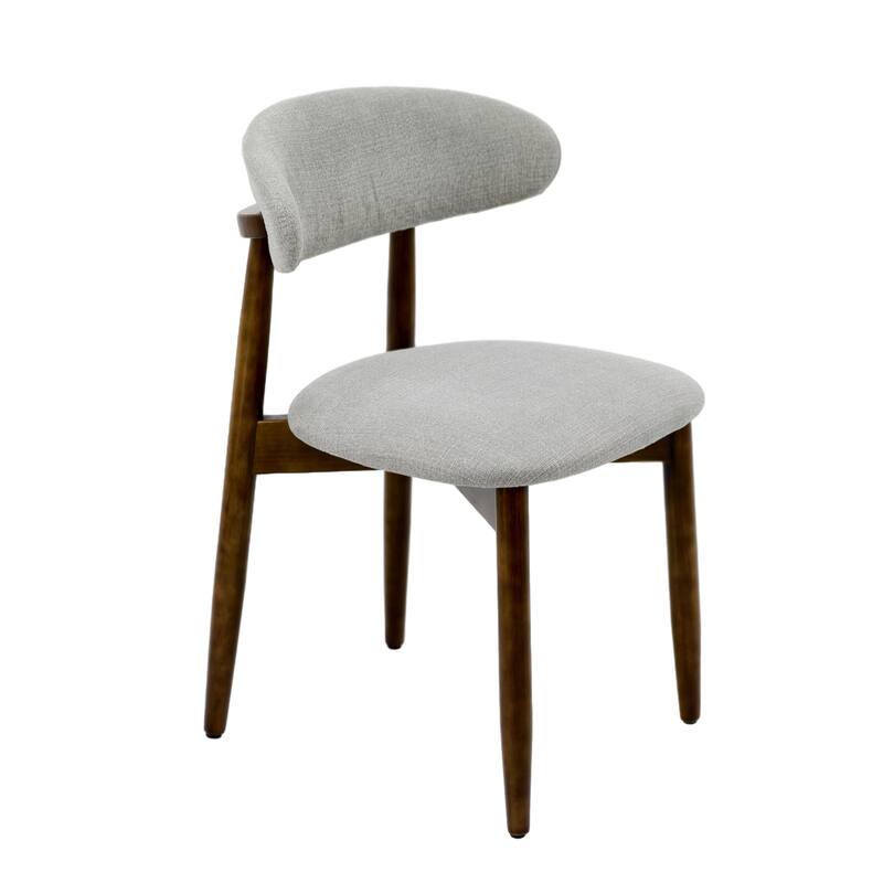 Wooden Dining Chairs Set of 2, Modern Fabric Upholstered Dining Room Chair with Curved Back, with Adjustable Foot Pads