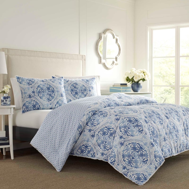 Laura Ashley Mila Blue Comforter Cotton Comforter Set Bed Bath