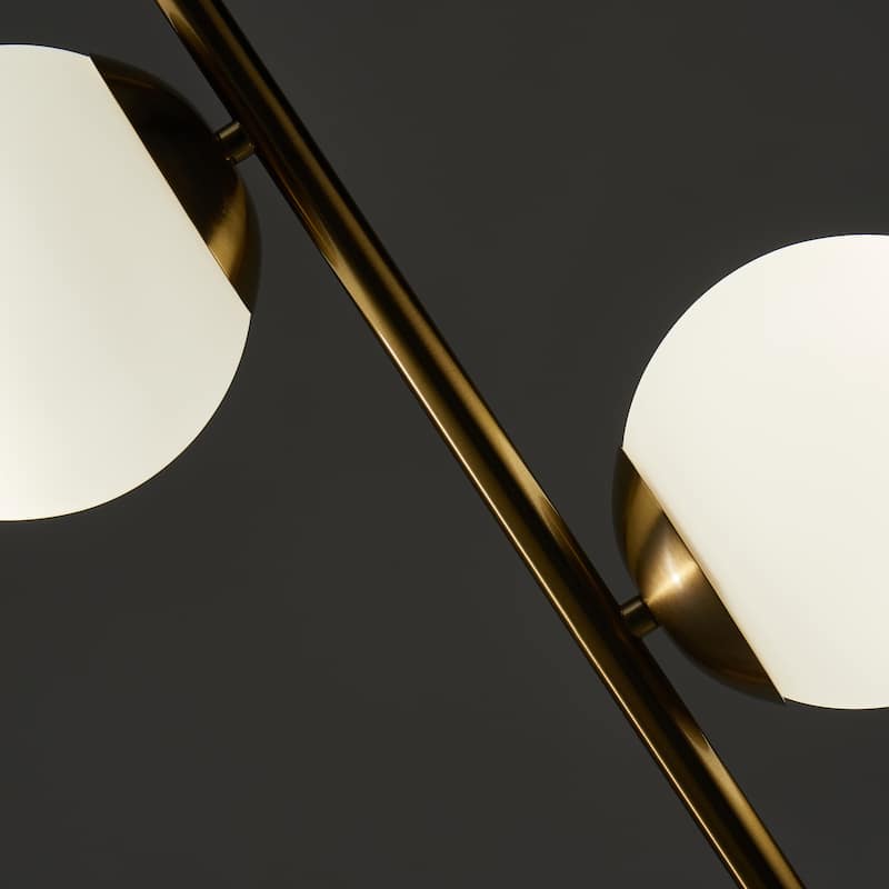 Brightech Sphere 65 in. Antique Brass Modern 2-Light LED Super Bright Floor Lamp with 2 Frosted White Glass Globe Shades