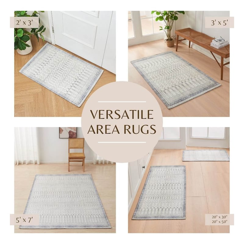 Linery & Co. Machine Washable Slip Resistant Vintage Inspired Patterned Accent Rugs