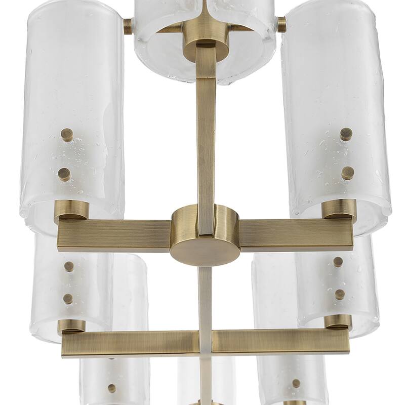 8-Light Handmade Adjustable Linear Ceiling Chandelier - 45" - Gold and White