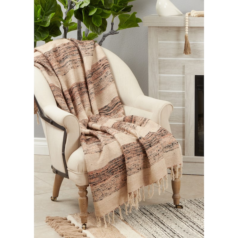 Throw Blanket With Striped Design
