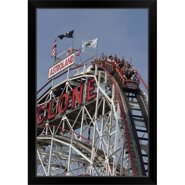 "Cyclone rollercoaster at Coney Island, Brooklyn, NYC" Black Framed Print