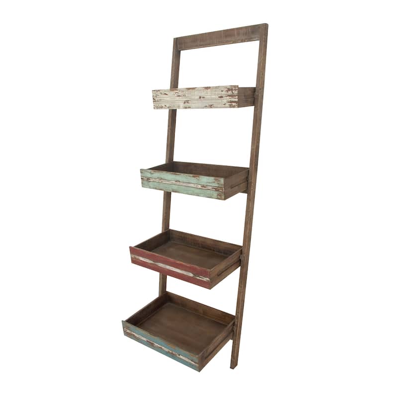 Wood 4 Shelf Shelving Unit - Brown - Roche River Decor - 18"Wx23"Lx70"H