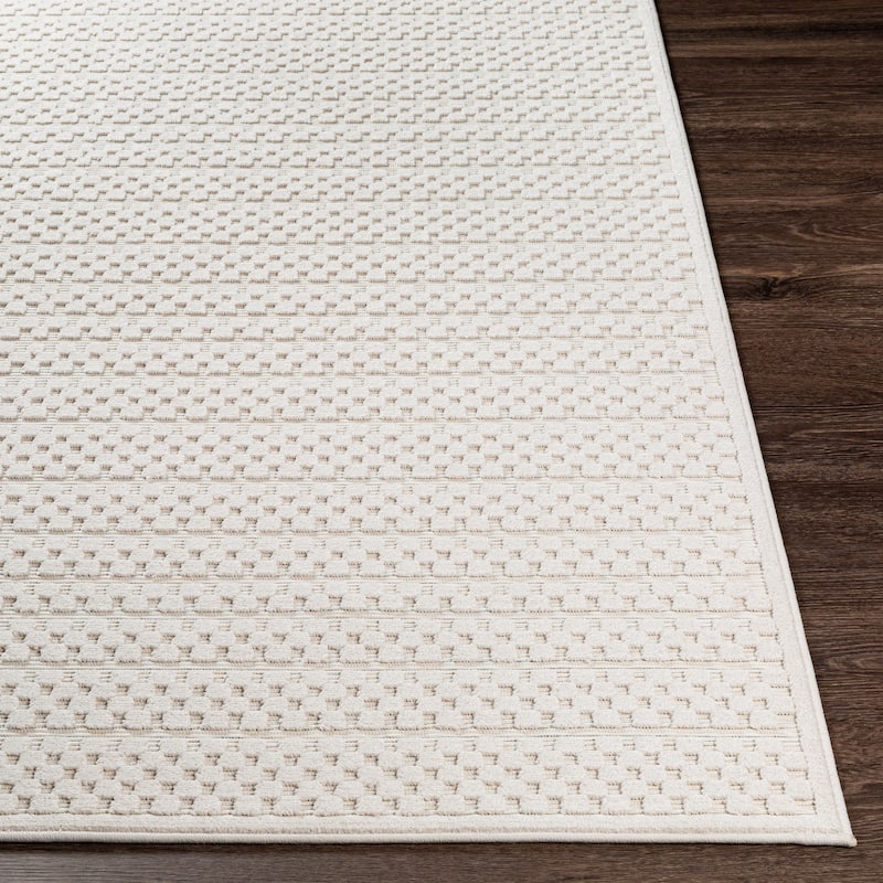 Livabliss Brennah Indoor/ Outdoor Checkered Stripe Area Rug
