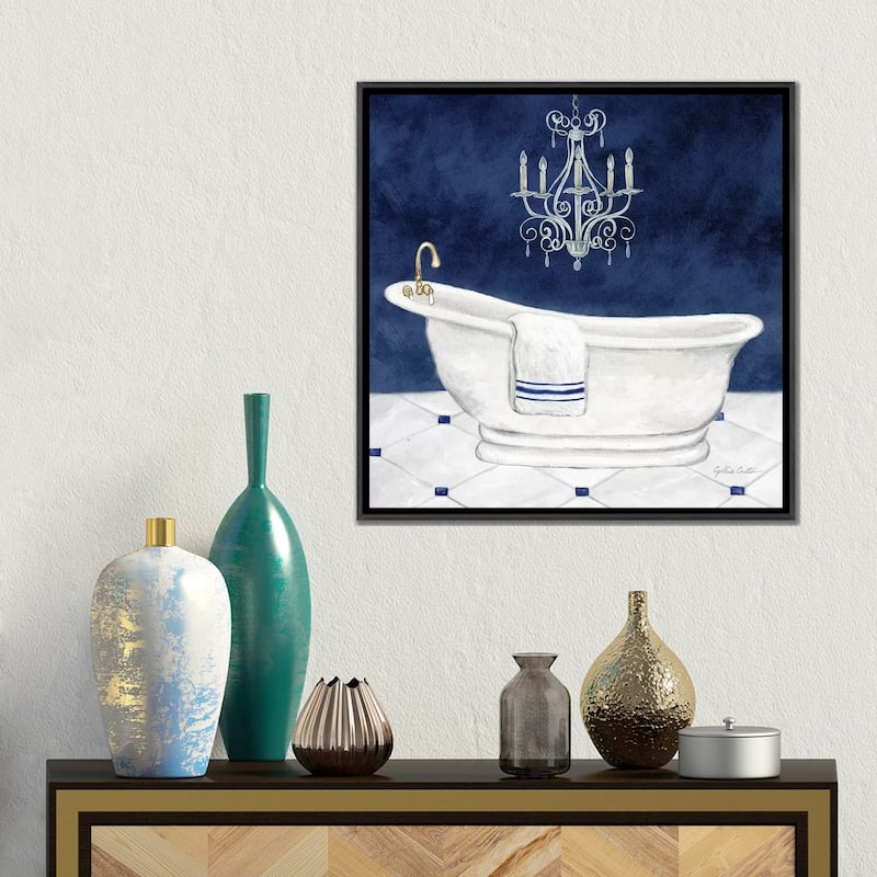iCanvas "Navy Blue Bath I" by Cynthia Coulter Framed