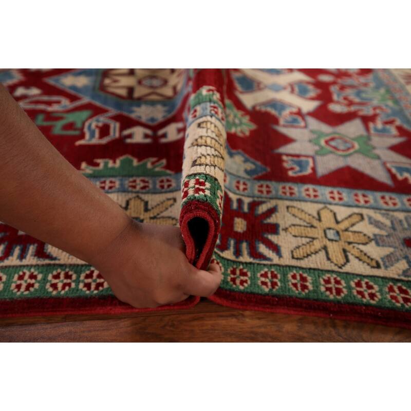 Red Kazak Oriental Rug Hand-Knotted Wool Carpet - 4'0" x 5'8"