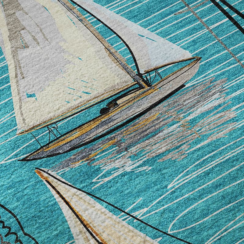 Premium Washable Super Soft Sailboat Marina Mayfield Rug
