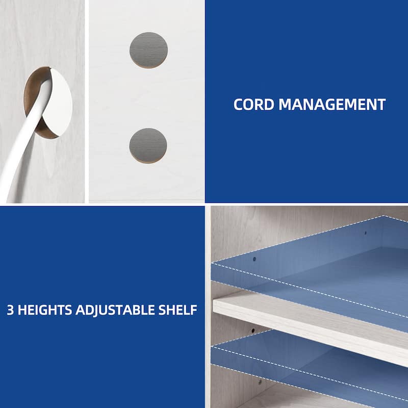 Moasis Farmhouse Corner TV Stand Entertainment Center for TV up to 55-inch w/Power Outlet