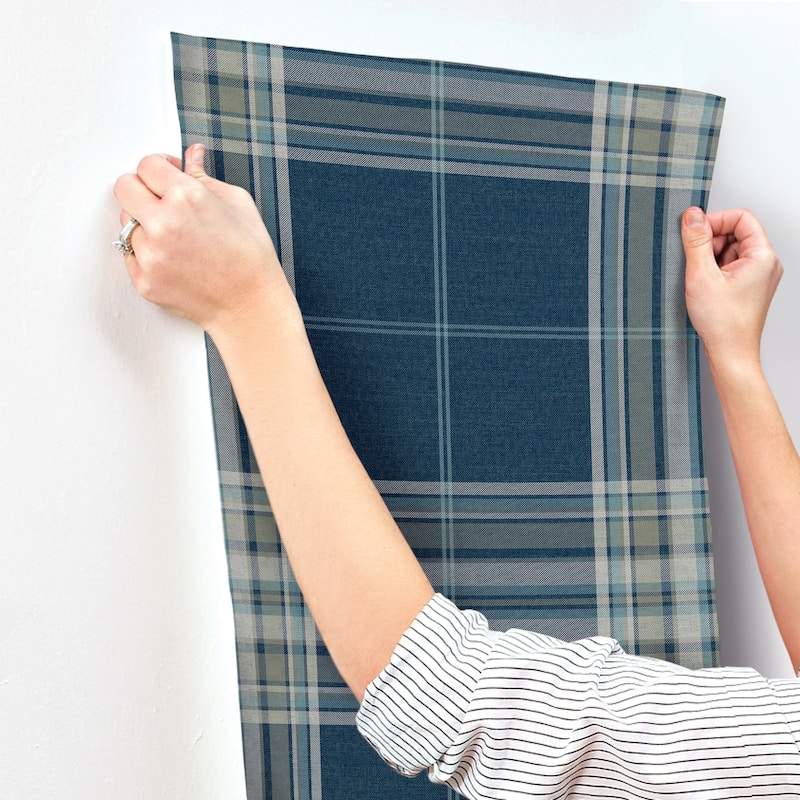 A-Street Prints Westley Navy Plaid Wallpaper