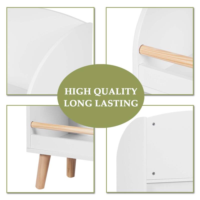 Children's Multi-Functional 3-Shelf Bookcase Toy Storage Bin, White