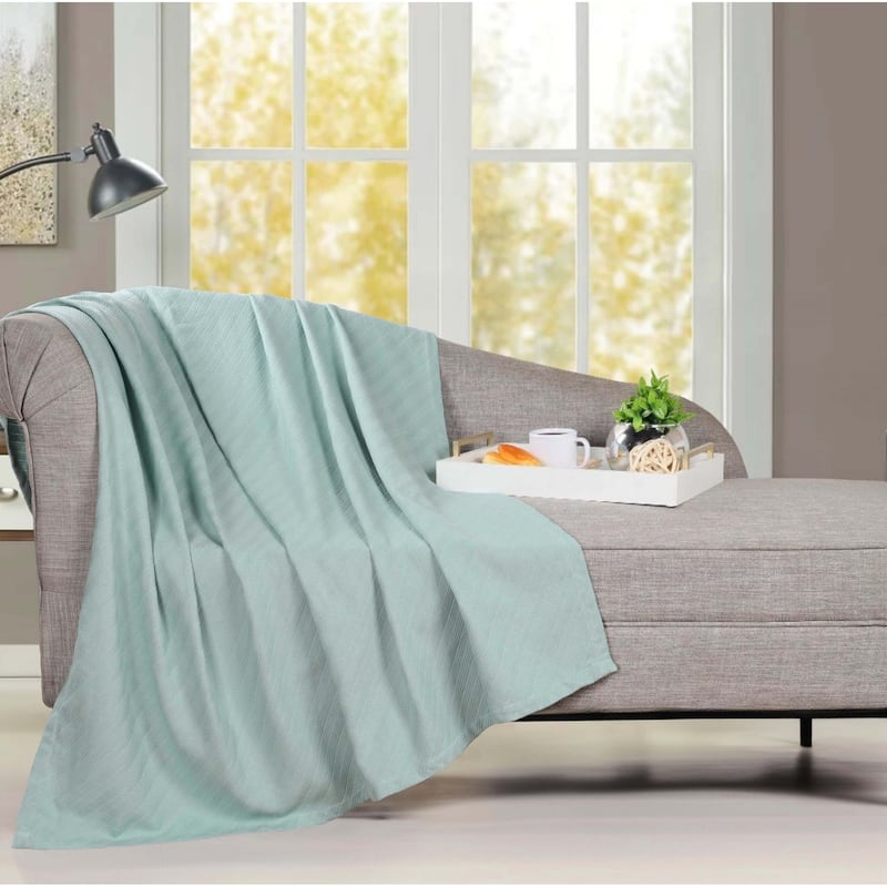 Superior Milan Cotton Textured Striped Lightweight Woven Blanket