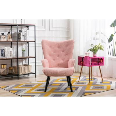Modern Teddy Fleece Accent Chair: Tufted Button Wingback Side Chair