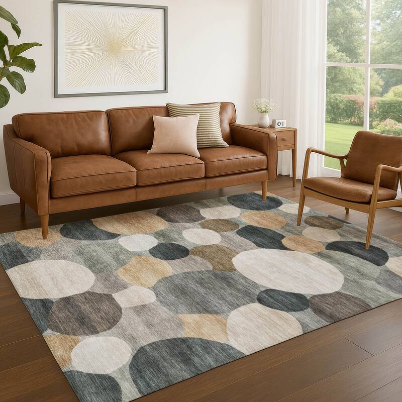 Machine Washable Indoor/ Outdoor Modern Circy Chantille Rug