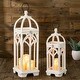 preview thumbnail 30 of 52, Glitzhome Set of 2 Wooden Church Style Decorative Lanterns Candle Holders for Wedding Mantle Entryway