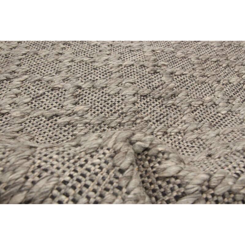 ECARPETGALLERY Braid weave Sienna Grey Wool Rug - 5'3 x 7'7