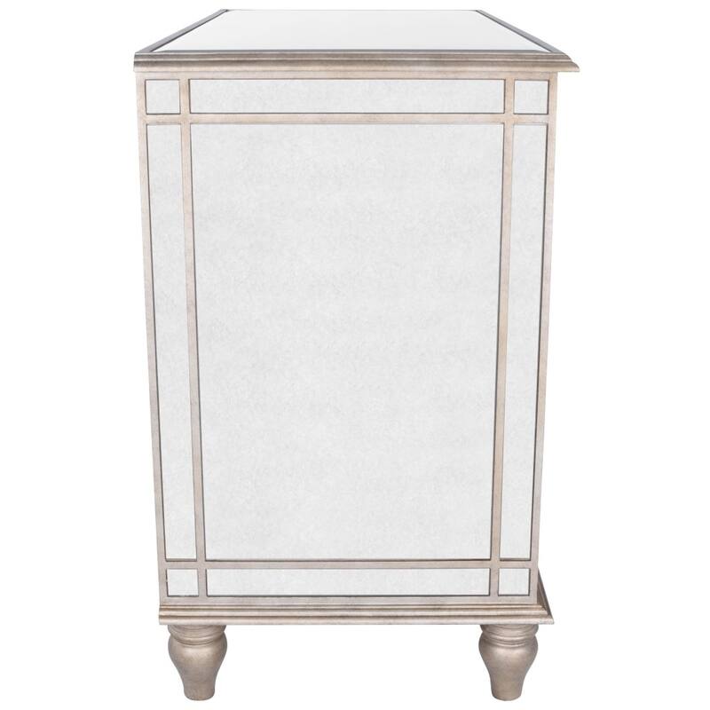 HomeRoots Rectangle Mirrored Three Drawer Console Storage Chest
