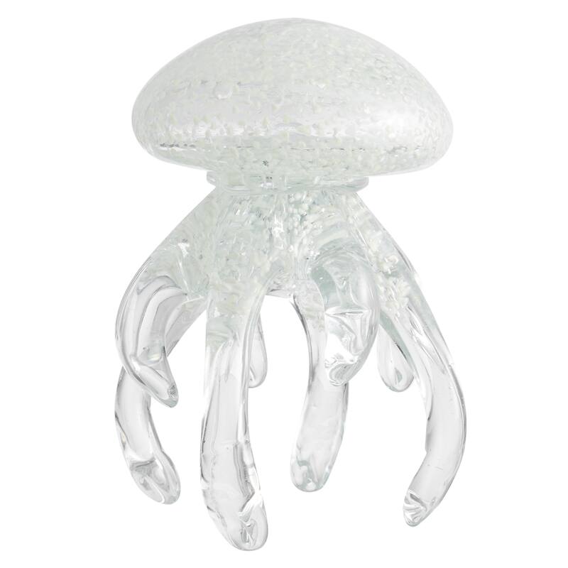 Glowing Glass Jellyfish Sculpture Figure - 6" - Clear