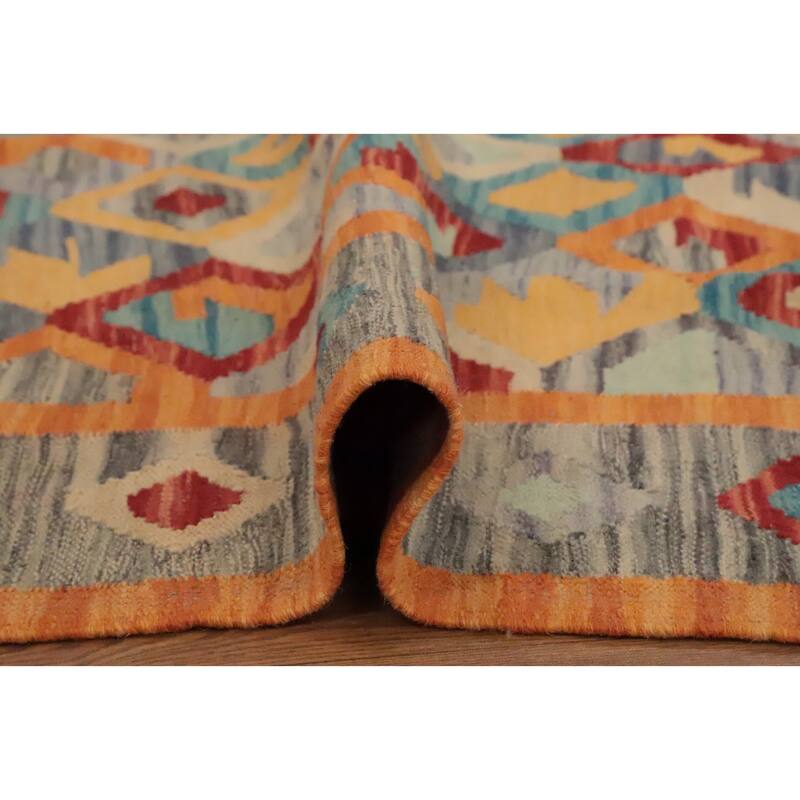 Hand Woven Oriental 100% Wool Carpet Southwestern Tribal Multi-Colored Kilim Area Rug - 6' 0'' X 4' 0''