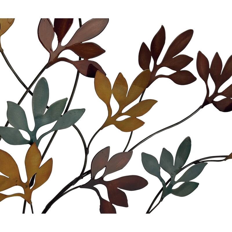 Multi Colored Metal Tree Home Wall Decor with Leaf Detail