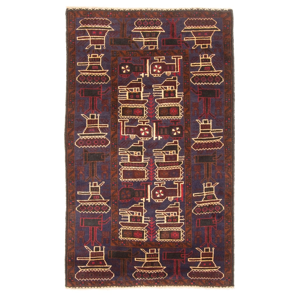 ECARPETGALLERY Hand-knotted Teimani Dark Blue Wool Rug - 2'8 x 4'6