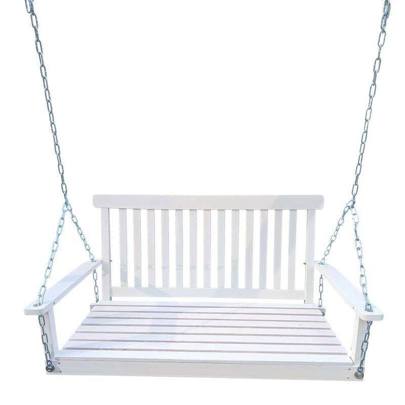 Armrest Wood Bench Swing with Hanging Chains